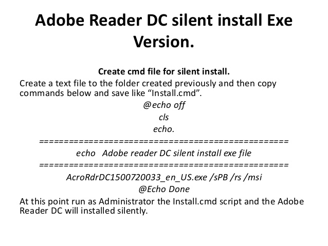 Adobe reader offline installer command line switches